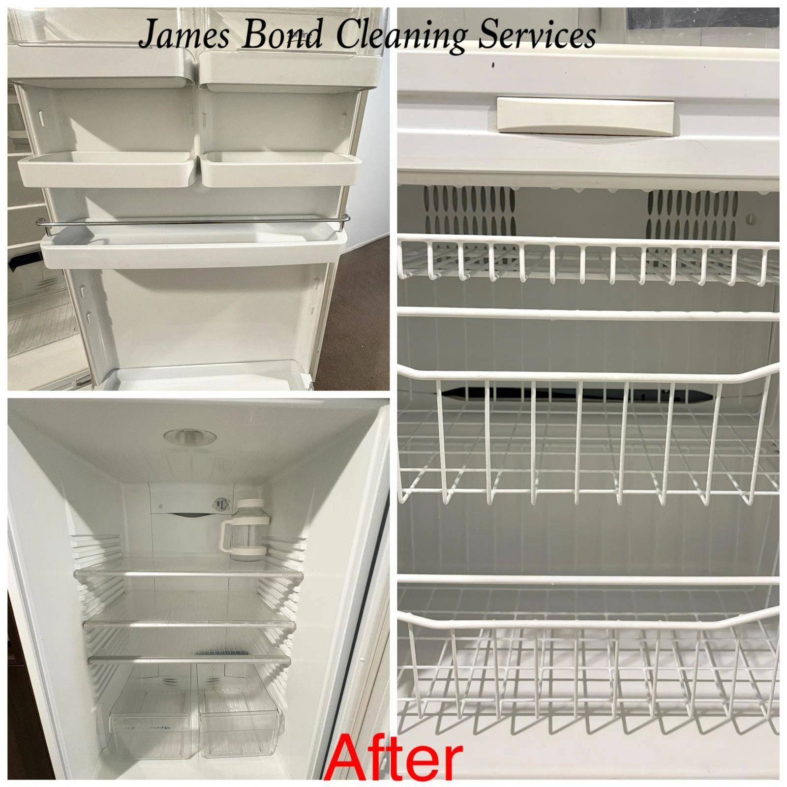 Before and after refrigerator cleaning by James Bond Cleaning Services
