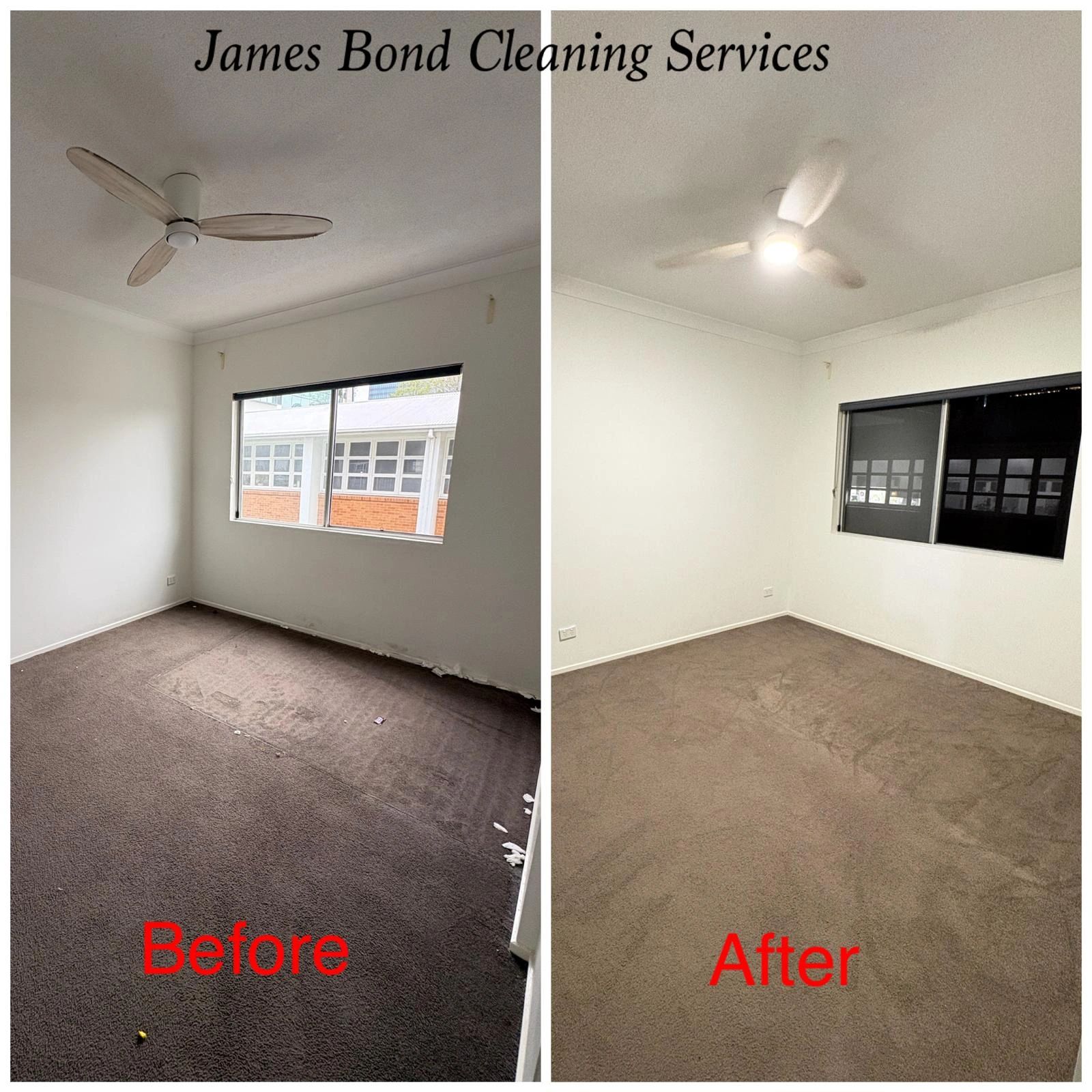 Before and after carpet cleaning by James Bond Cleaning Services
